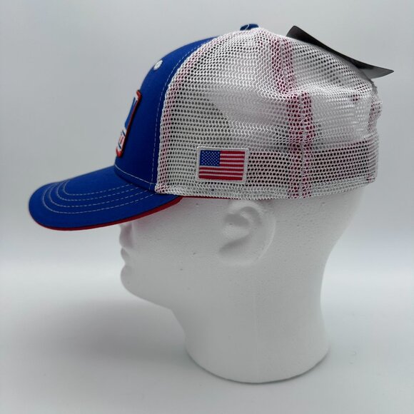 Buck Wear Freedom Since 1776 Patch Mesh Snapback Structured Cap OSFM, Blue/White - Picture 5 of 12